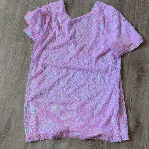 Pink Sequin Short Sleeve Tee — Sparkling Party Top
